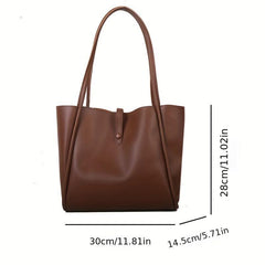 Large Capacity Textured Tote Bag PU Leather Lightweight Shoulder Bag