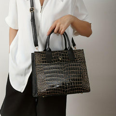 3pcs Crocodile Pattern Tote Bag Set Large Handbag Crossbody Clutch Purse