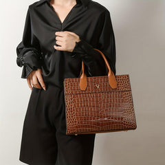 3pcs Crocodile Pattern Tote Bag Set Large Handbag Crossbody Clutch Purse