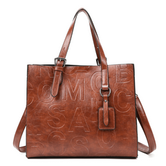 Vintage Women's Shoulder Bag Set Embossed Tote Bag with Purse