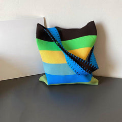 Colorful Striped Shopping Tote Bag