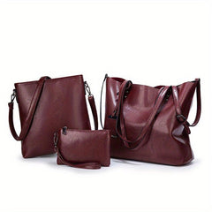 3PCS Vintage Tote Bag Set Large Capacity Hobo Bag Women's Shoulder Purse