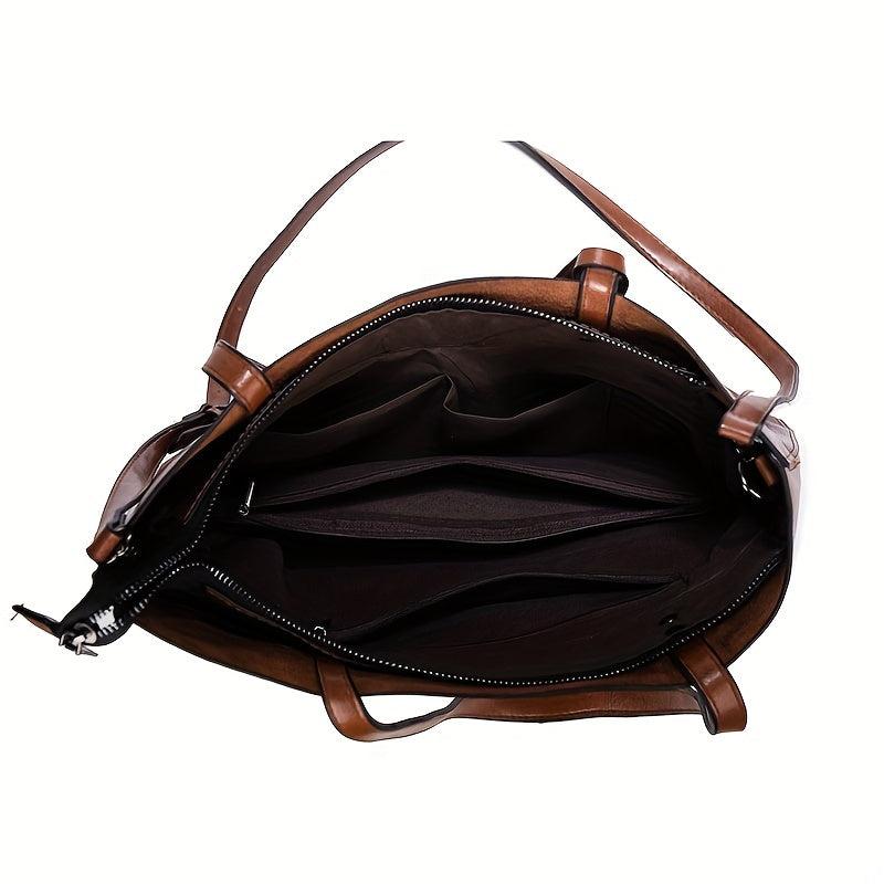 3PCS Vintage Tote Bag Set Large Capacity Hobo Bag Women's Shoulder Purse