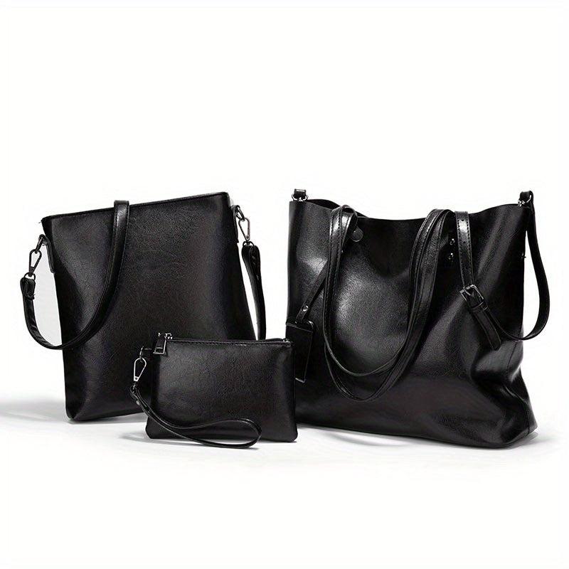 3PCS Vintage Tote Bag Set Large Capacity Hobo Bag Women's Shoulder Purse