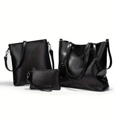 3PCS Vintage Tote Bag Set Large Capacity Hobo Bag Women's Shoulder Purse