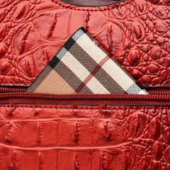 Crocodile Embossed Handbag with Clutch & Card Holder
