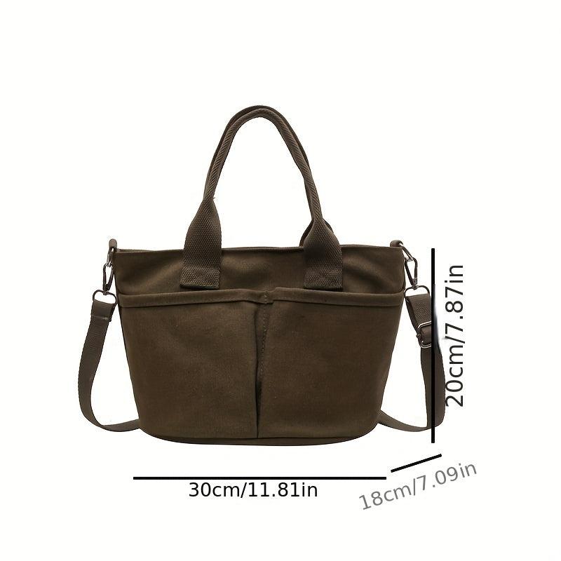 Minimalist Canvas Shoulder Bag Solid Satchel Bag Women's Crossbody Bag