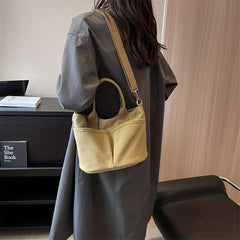 Minimalist Canvas Shoulder Bag Solid Satchel Bag Women's Crossbody Bag