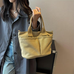 Minimalist Canvas Shoulder Bag Solid Satchel Bag Women's Crossbody Bag