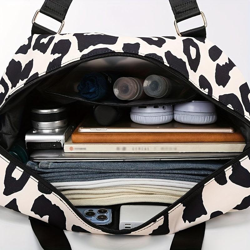Cow Print Travel Duffle Bag Large Capacity Sports Gym Bag