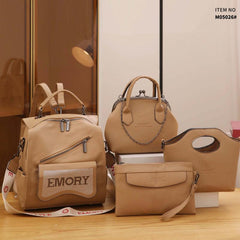 Vintage Convertible Backpack Set Retro Tote Bag Women's Casual Handbag