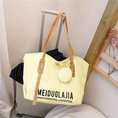 Large Capacity Letter Pattern Tote Shoulder Bag with Mini Round Purse