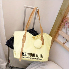 Large Capacity Letter Pattern Tote Shoulder Bag with Mini Round Purse