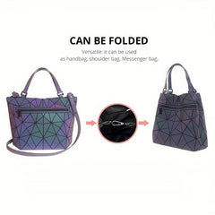 3Pcs Geometric Luminous Bag Set Handbag Crossbody Clutch Purse for Women