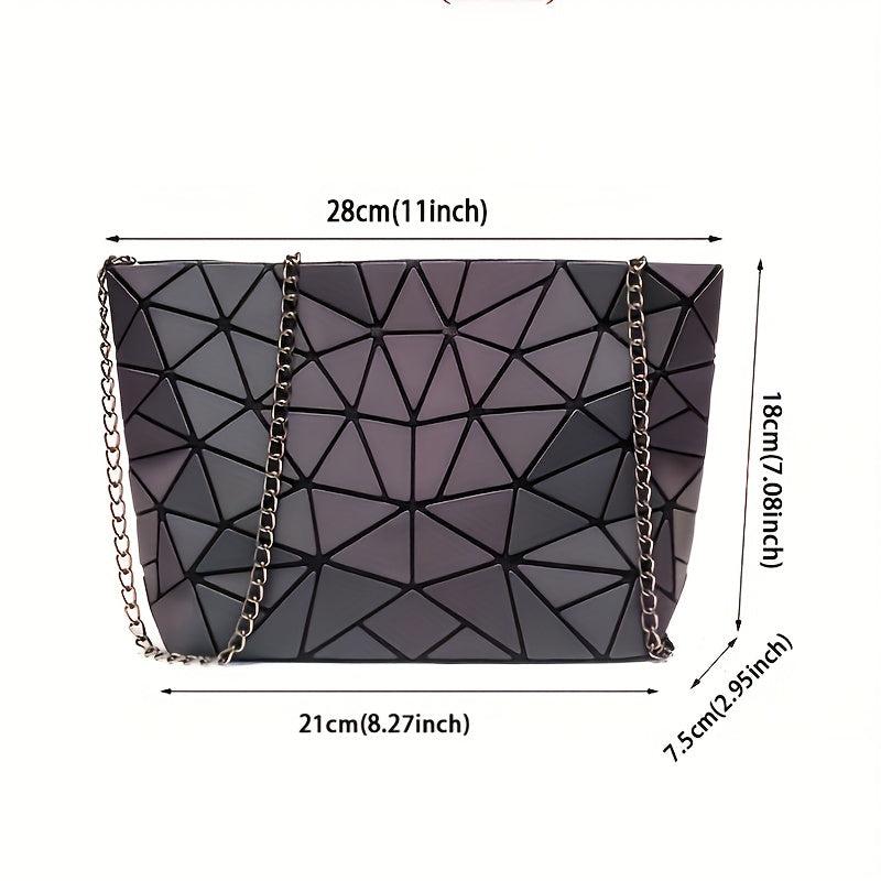3Pcs Geometric Luminous Bag Set Handbag Crossbody Clutch Purse for Women