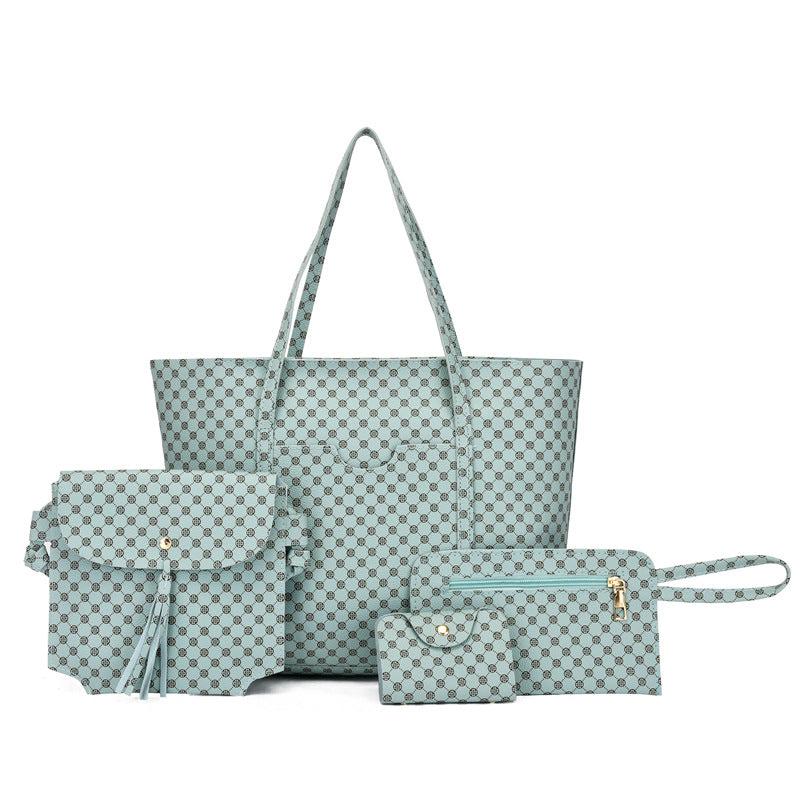 Geometric Print Tote Bag Large Capacity Shoulder Handbag Set