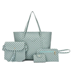 Geometric Print Tote Bag Large Capacity Shoulder Handbag Set