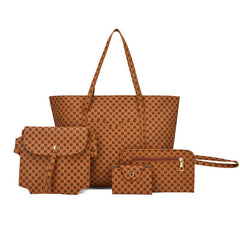 Geometric Print Tote Bag Large Capacity Shoulder Handbag Set