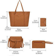 Geometric Print Tote Bag Large Capacity Shoulder Handbag Set
