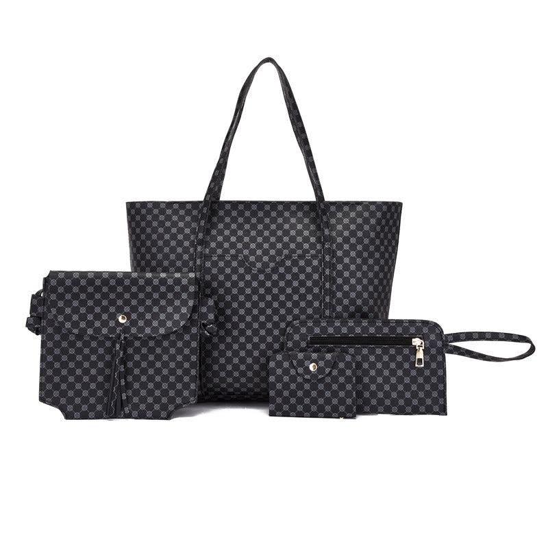 Geometric Print Tote Bag Large Capacity Shoulder Handbag Set