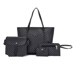 Geometric Print Tote Bag Large Capacity Shoulder Handbag Set