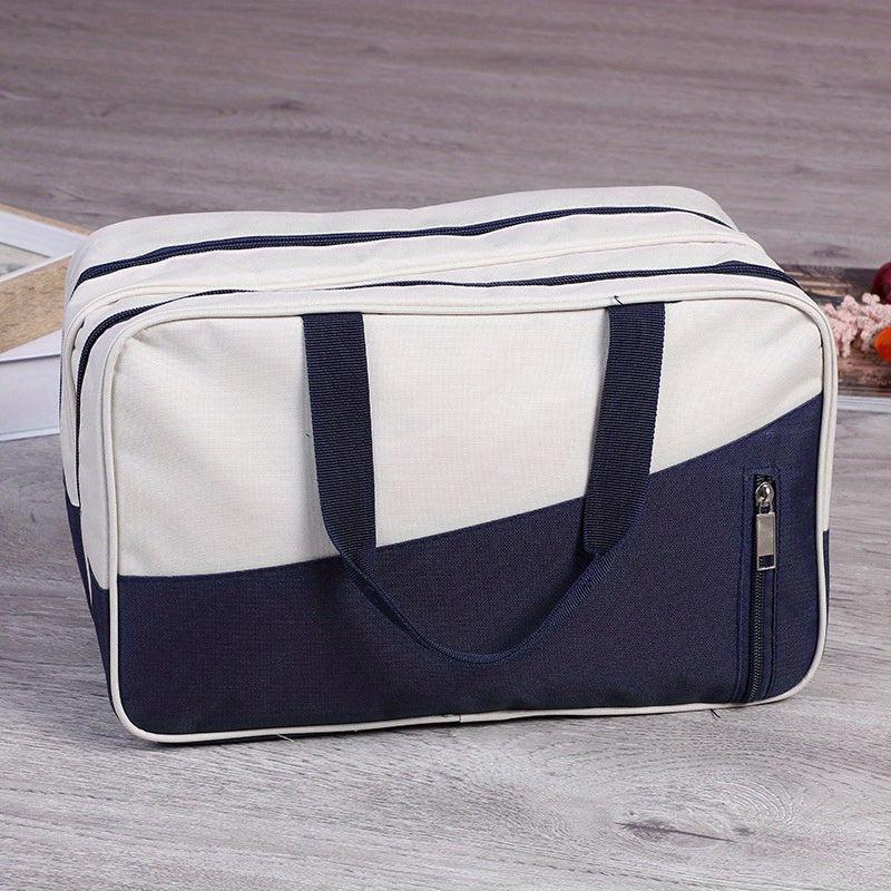 Colorblock Sports Handbag Zipper Portable Luggage Bag Versatile Travel Bag