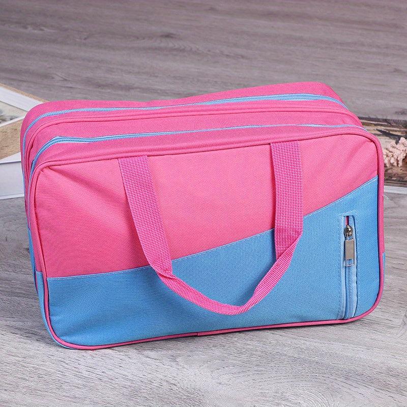 Colorblock Sports Handbag Zipper Portable Luggage Bag Versatile Travel Bag