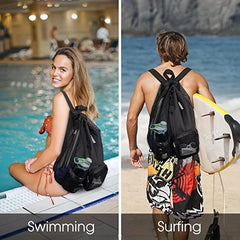 Mesh Drawstring Gym Backpack Large Capacity Lightweight Sports Bag