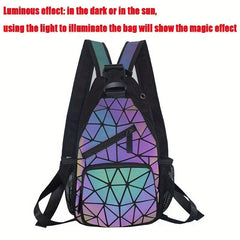2 Pcs Geometric Pattern Chest Bag Sets Lightweight Backpack Travel Storage Bags