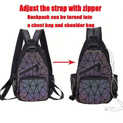 2 Pcs Geometric Pattern Chest Bag Sets Lightweight Backpack Travel Storage Bags