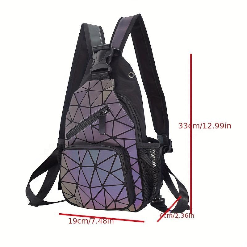 2 Pcs Geometric Pattern Chest Bag Sets Lightweight Backpack Travel Storage Bags