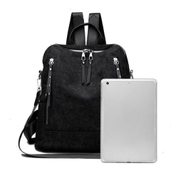 2PCS Corduroy Convertible Backpack Set Versatile School Bag & Purse
