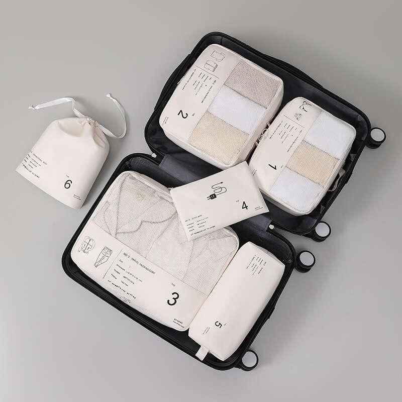 6 Pcs Travel Luggage Bag Sets Lightweight Clothes Organizers
