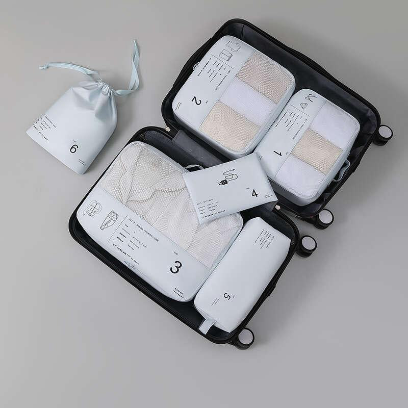 6 Pcs Travel Luggage Bag Sets Lightweight Clothes Organizers