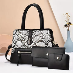 3 Pcs Vintage Tote Bag Set with Clutch Purse & Card Holder
