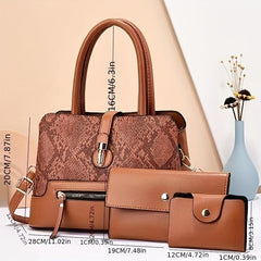3 Pcs Vintage Tote Bag Set with Clutch Purse & Card Holder