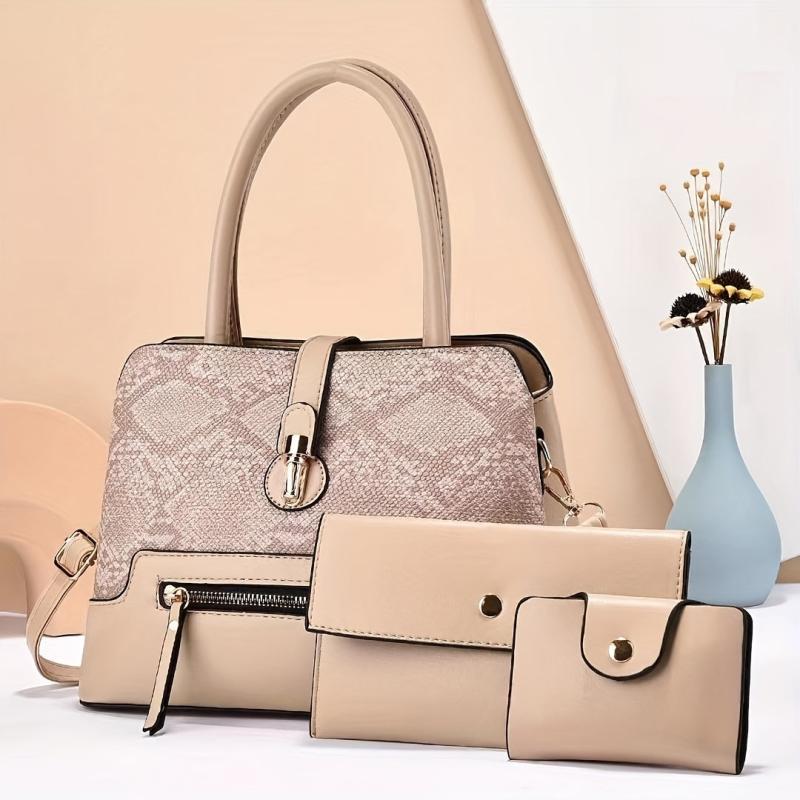 3 Pcs Vintage Tote Bag Set with Clutch Purse & Card Holder