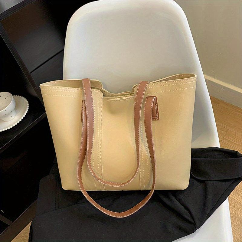 Large Capacity Tote Shoulder Bag Solid Storage Bag For Work
