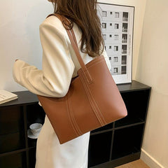 Large Capacity Tote Shoulder Bag Solid Storage Bag For Work