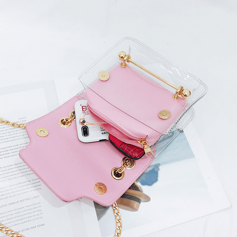 Transparent Square Chain Flap Bag Women's All Match Bag