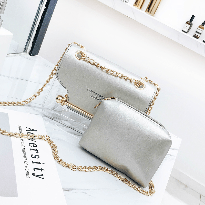 Transparent Square Chain Flap Bag Women's All Match Bag