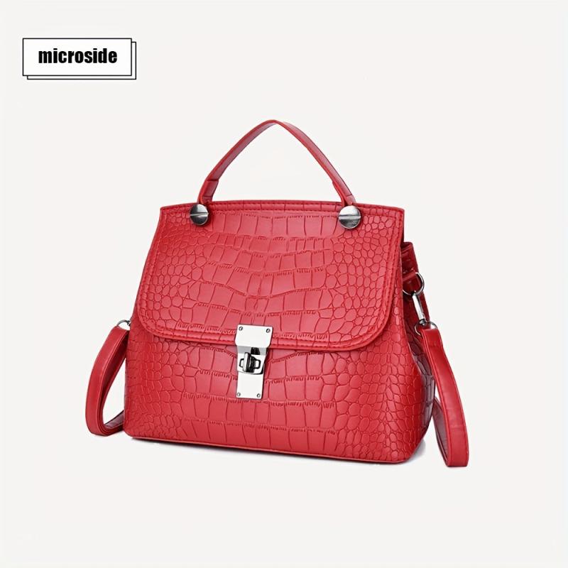 Crocodile Pattern Tote Bag Set with Clutch Wallet