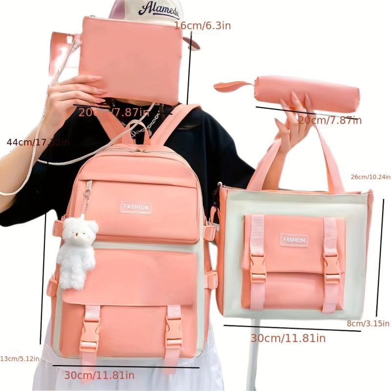 4pc School Backpack Set High School Students Travel Bookbag