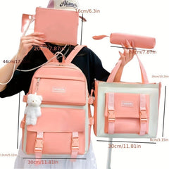4pc School Backpack Set High School Students Travel Bookbag