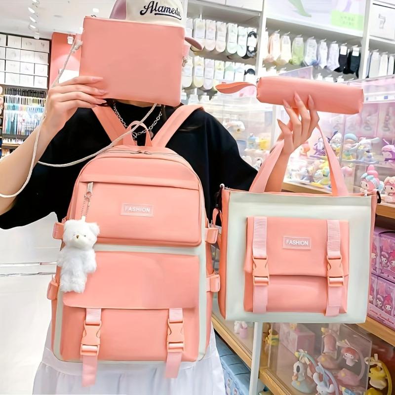 4pc School Backpack Set High School Students Travel Bookbag