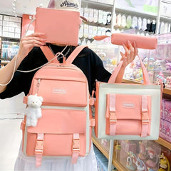 4pc School Backpack Set High School Students Travel Bookbag