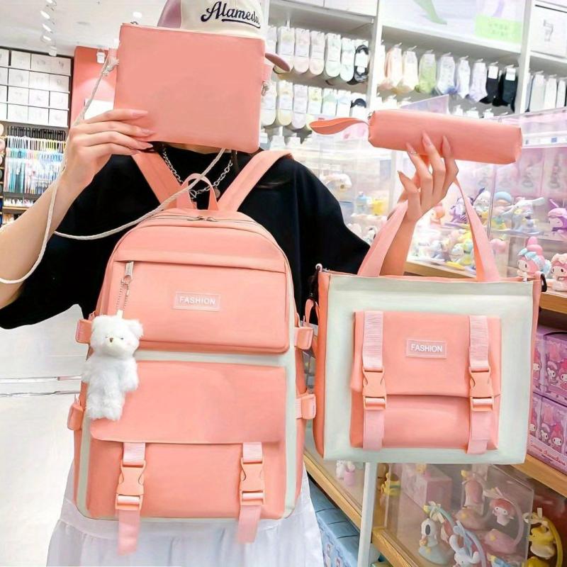 4pc School Backpack Set High School Students Travel Bookbag