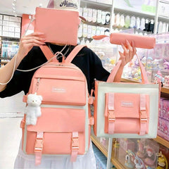 4pc School Backpack Set High School Students Travel Bookbag