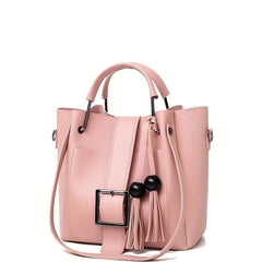 3pcs PU Leather Tote Crossbody Bag Set Textured Shoulder Bag
