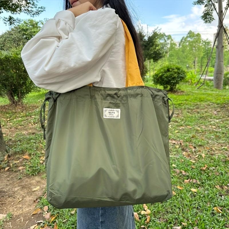Foldable Drawstring Grocery Shopping Bag Lightweight Tote Bag